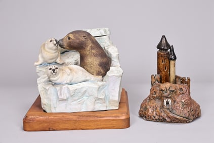 Cyrus Noble Seals 1978 Whiskey Decanter And Pottery Castle