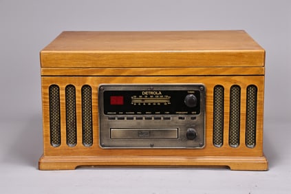 Oak Detrola KM837 Record Player CD Cassette Radio Speakers