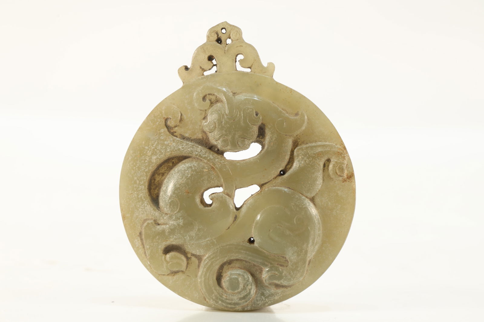 Jade Carved Dragon Pattern Bi (1 of 4)