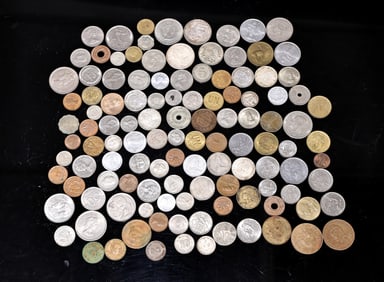 Collection Of Different Countries World Coins Money