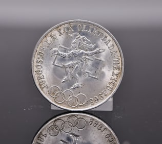 1968 Mexico Olympics Silver 25 Pesos Coin