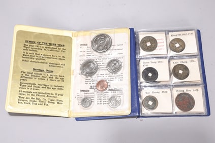 Chinese Coins Collection Folder And 1974 Singapore Coins
