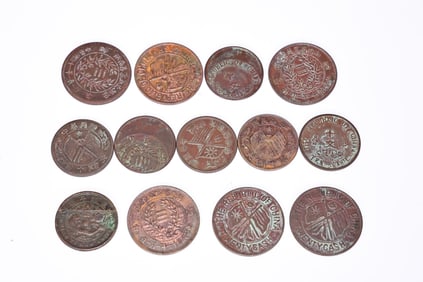 13 Vintage Chinese Copper  Brass Coins