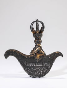 Tibetan Iron Golden Vajra Moon Knife Dharma Instrument