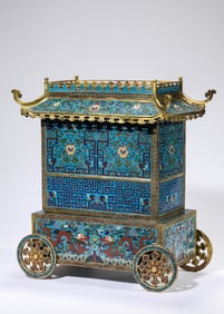 Chinese Bronze Cloisonne Dragon Pattern Car