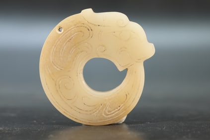 Jade Carved Dragon Shape Bi