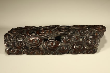 Red Sandalwood Carved Cloud Pattern Arm Rest