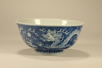 Blue and White Dragon Pattern Porcelain Bowl