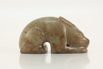 Jade Carved Rabbit Shape Ornament