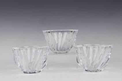 Set Of 3 Orrefors Crystal "Residence" Pattern Bowl