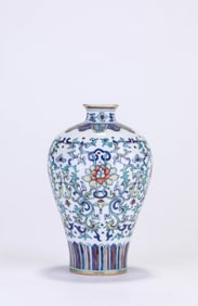 Doucai Flower Branch Pattern Porcelain Plum Vase