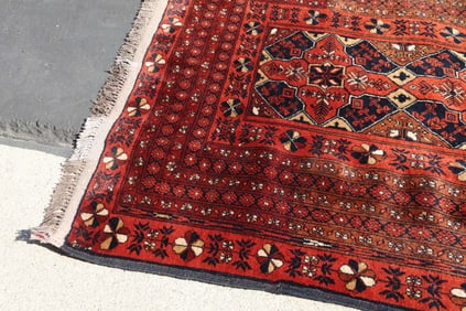 Oriental Knotted Red Rug