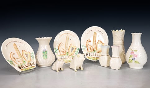 Assortment Of  Ten Belleek Porcelain Table Items