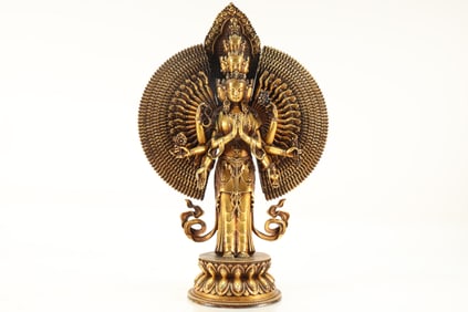 Gilt Bronze Thousand Hand GuanYin Figure