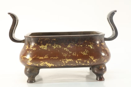 Bronze Sprinkling Gold Double Ears Incense Burner