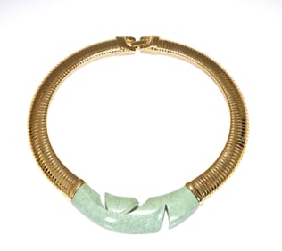 Vintage 80s Trifari Gold Enamel Chucky Choker Necklace