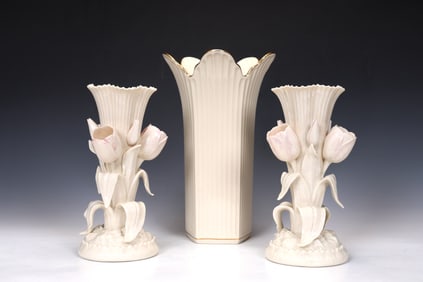 Royal Doulton Triple Tulip Vases And Lenox Vase
