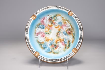 Mid 20th Century Italian Cherub Porcelain Ashtray