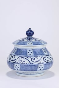 Chinese Blue and White Porcelain Lid Jar