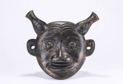 Chinese Bronze Man Face Ornament