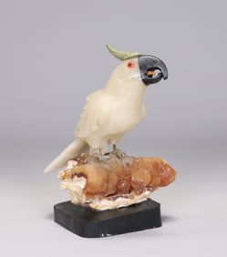 Hand Carved Gem Stone Bird Figurine
