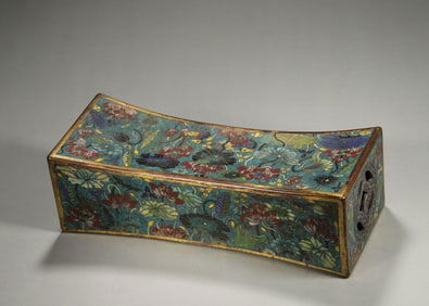 Bronze Cloisonne Carved Lotus Flower Pattern Pillow