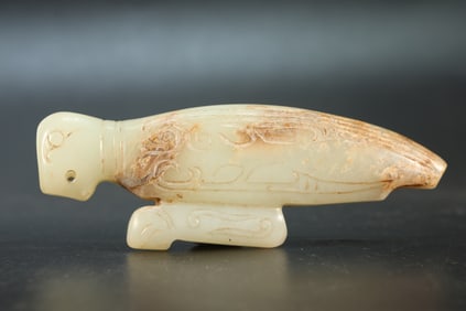 Jade Carved Mantis Shape Ornament