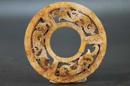 Jade Carved Dragon Pattern Bi