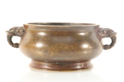 Bronze Double Elephant Ears Incense Burner