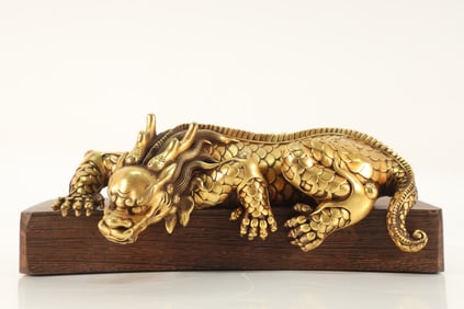 Gilt Bronze Carved Dragon Shape Ornament