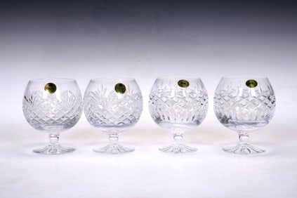 Set Of 4 Tyrone Full Lead Crystal Brandy Snifters