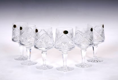 Set Of 6 Tyrone Full Lead Crystal Wine Glasses