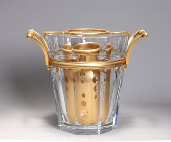 Baccarat " Harcourt" Gold Champagne Crystal Ice Bucket