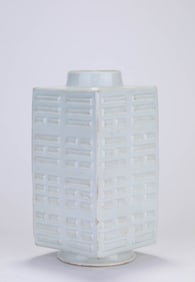 Light Blue Glazed Porcelain Cong Vase