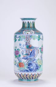 Doucai Phoenix with Flower Pattern Porcelain Vase