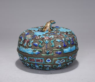 Chinese Cloisonne Pumpkin Form Lidded Box