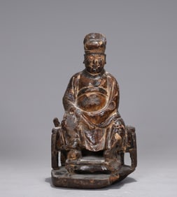 Chinese Carved Man Sitting Wood Figure