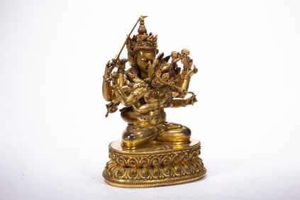 Gilt Bronze Manjushri Figure