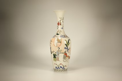 Famille Rose Character Story Pattern Porcelain Vase