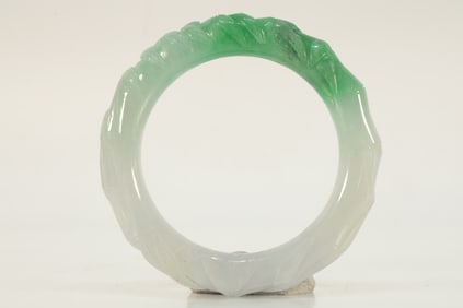 Jadeite Carved Bamboo Pattern Bangle