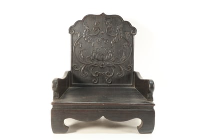 Red Sandalwood Carved Lotus Flower Pattern Buddha Niche