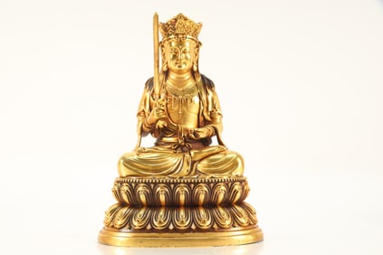 Gilt Bronze Manjushri Figure