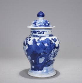 Chinese Blue And White Porcelain Jar With Lid