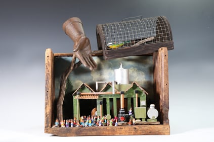 Assemblage Train Station Attic Wood Art