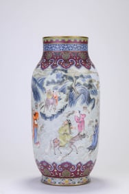Famille Rose Character Pattern Porcelain Vase