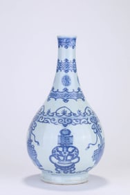 Blue and White Treasure Pattern Porcelain Vase