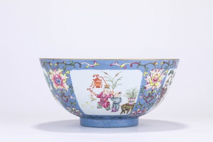 Famille Rose Character Pattern Porcelain Bowl
