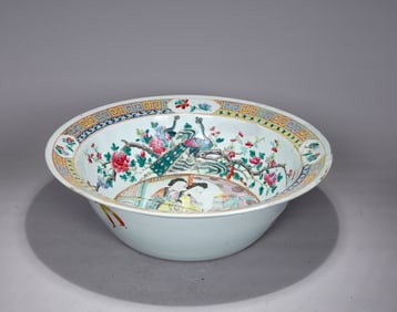 Chinese Large Rose Medallion Porcelain Punch Bowl