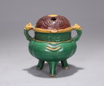 Chinese Tang Sanai Clay Incense Burner
