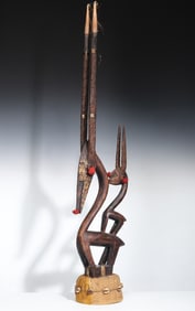 African Wood Mask Bamana Chi Wara 43"Headdress Mali